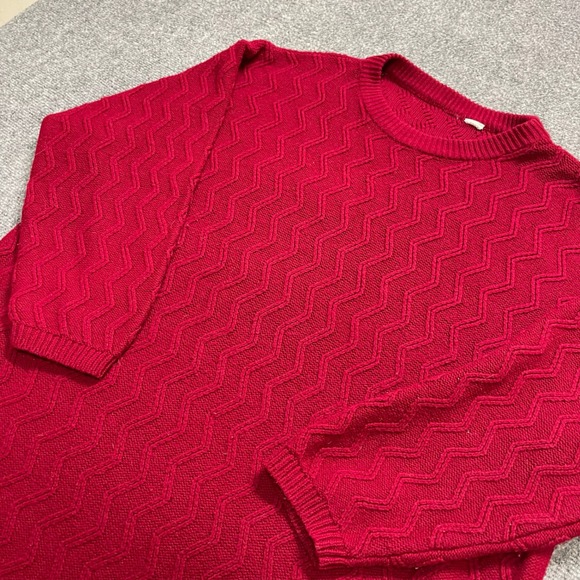 Vintage 00s Red Acrylic Men's Pullover Sweater - Picture 2 of 9